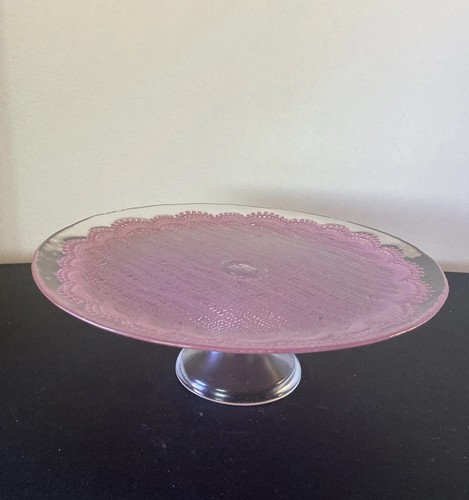 Pink lace doily pedestal - pedestal, cake