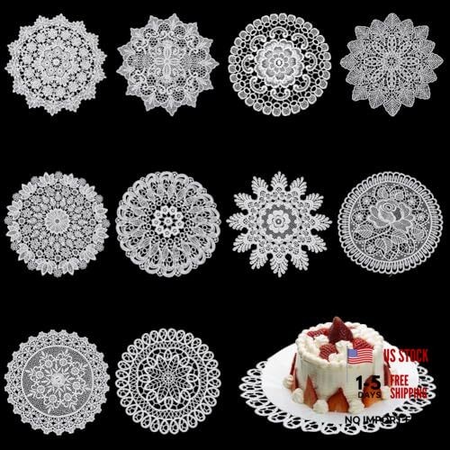 20pcs lace doilies round - doilies, 12"